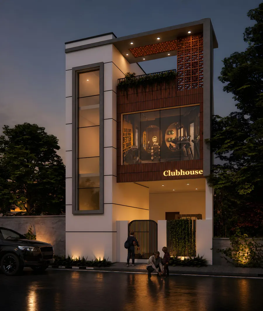 Clubhouse by night – ATH Feathers villas, Kundrathur, Chennai