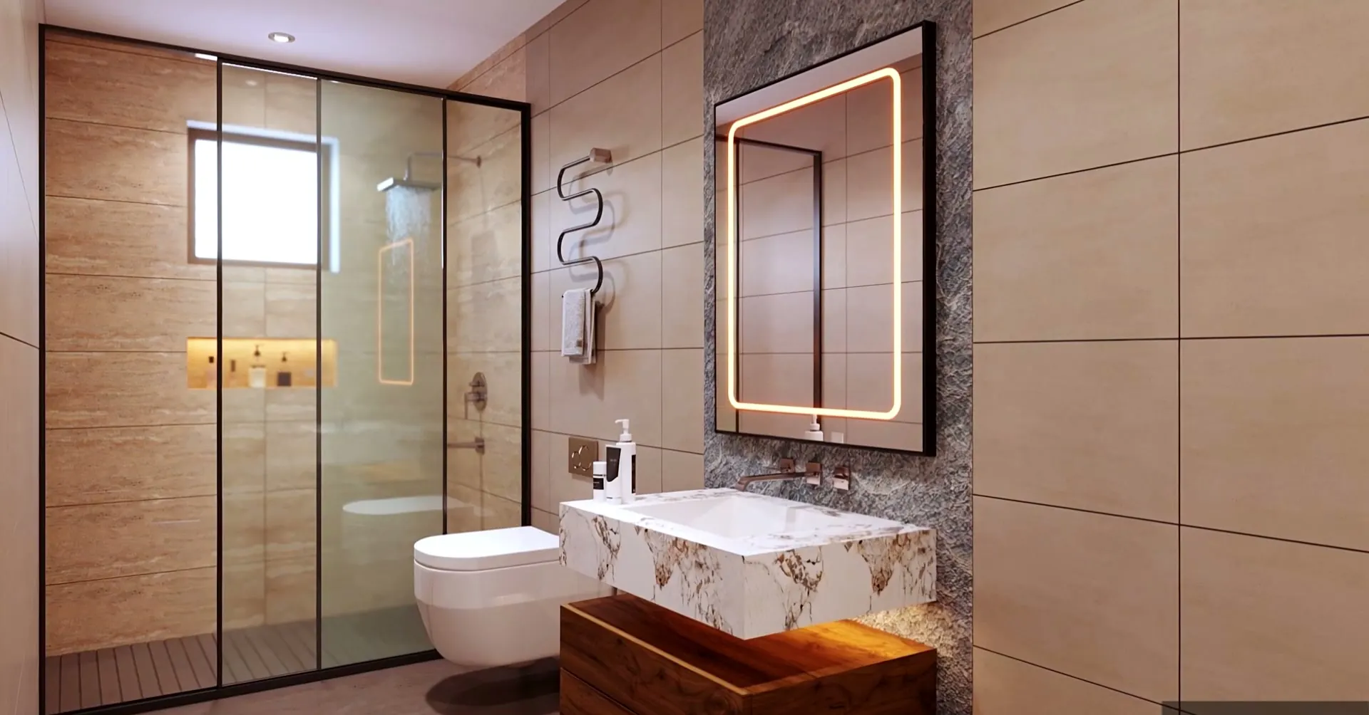 Bathroom interior at ATH Feathers