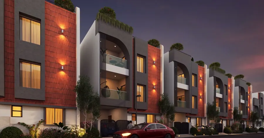 Evening glow along the villas – ATH Feathers villas, Kundrathur, Chennai