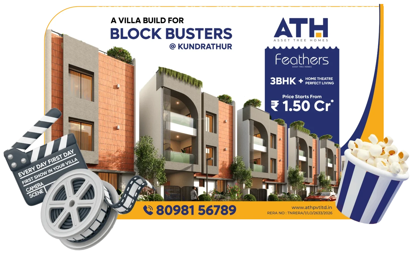 ATH Feathers launch offer: 3 BHK villa with home theatre at Kundrathur, price starts from ₹1.50 Cr