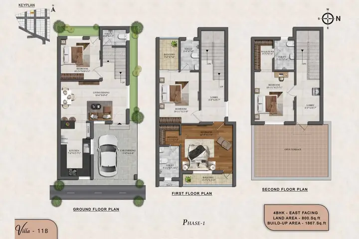 Villa 11B 4 BHK villa floor plan, Phase 1 – ATH Feathers, Kundrathur