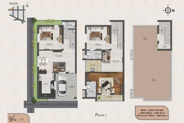 Villa 17 3 BHK villa floor plan, Phase 1 – ATH Feathers, Kundrathur