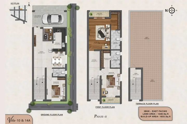 Villa 10 & 14A 3 BHK villa floor plan, Phase 2 – ATH Feathers, Kundrathur