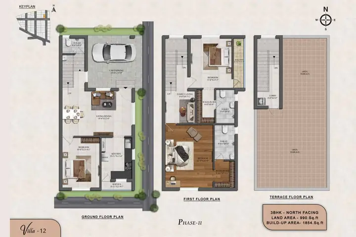 Villa 12 3 BHK villa floor plan, Phase 2 – ATH Feathers, Kundrathur