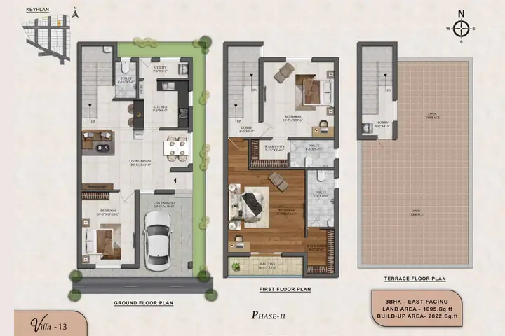 Villa 13 3 BHK villa floor plan, Phase 2 – ATH Feathers, Kundrathur
