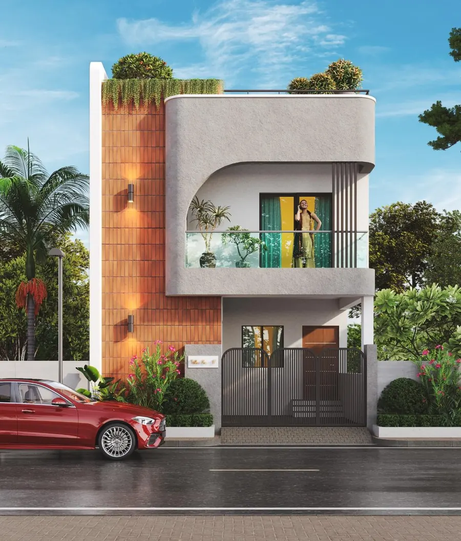 Two-level villa elevation – ATH Feathers villas, Kundrathur, Chennai