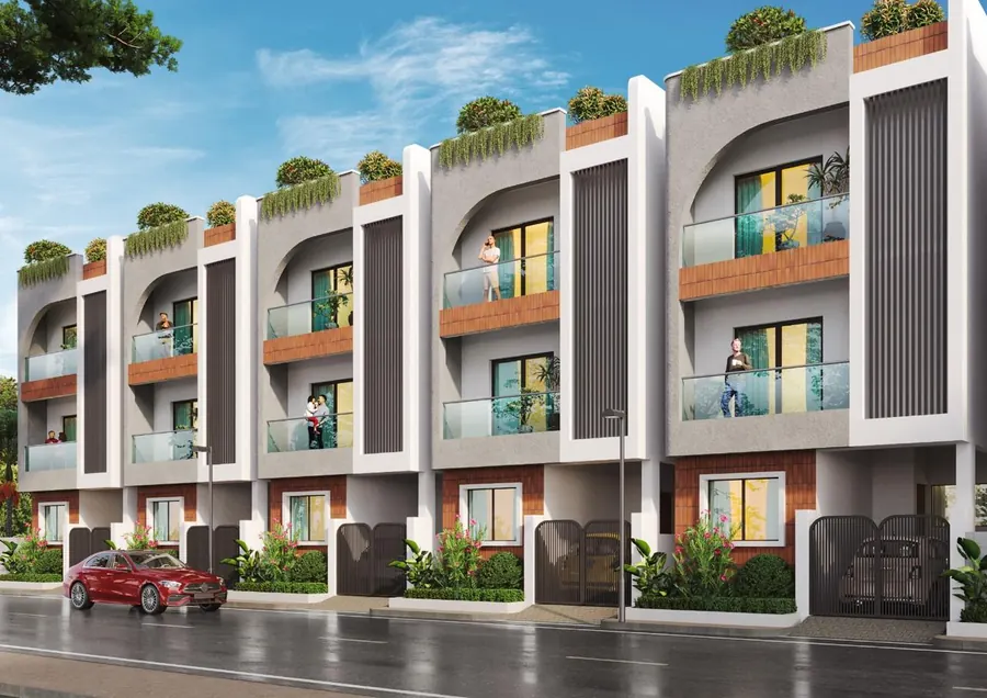 Villa row with arched balconies – ATH Feathers villas, Kundrathur, Chennai